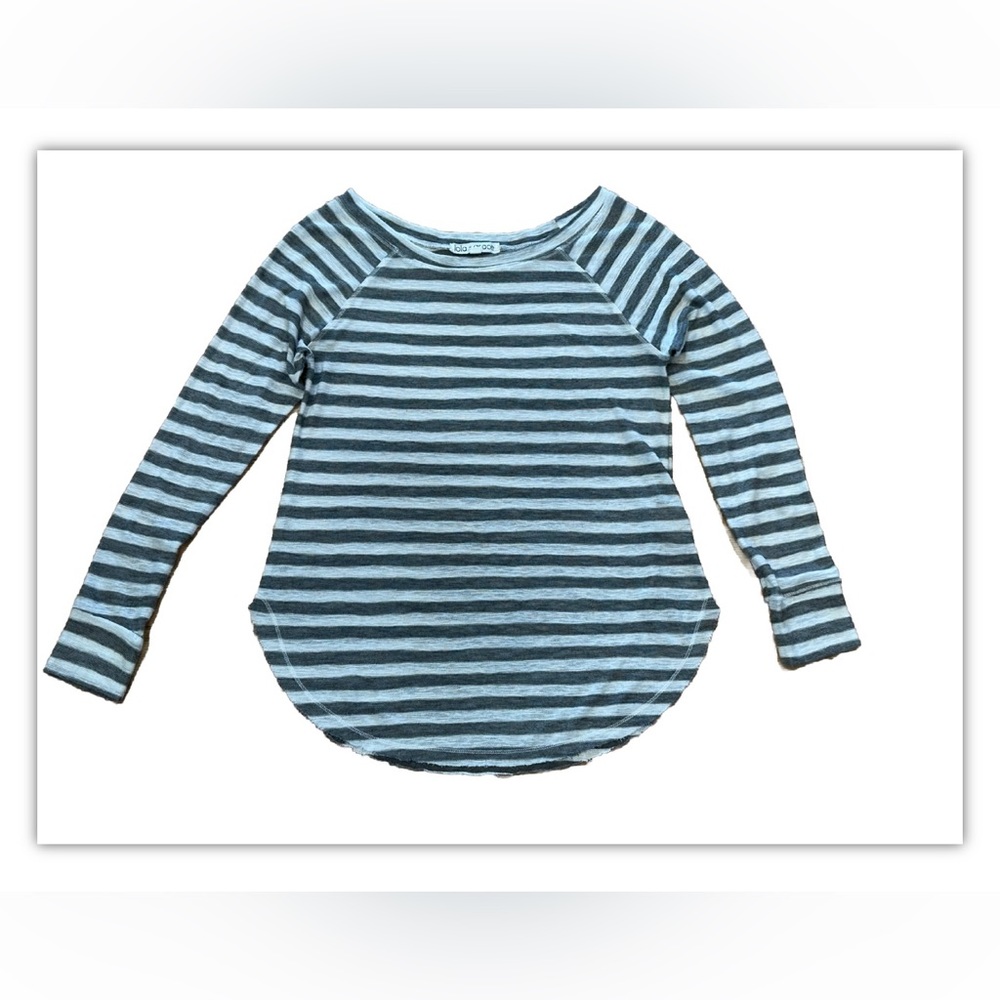 Lola Grace Women’s S Gray And While Striped Long Sleeve Lightweight Sweater